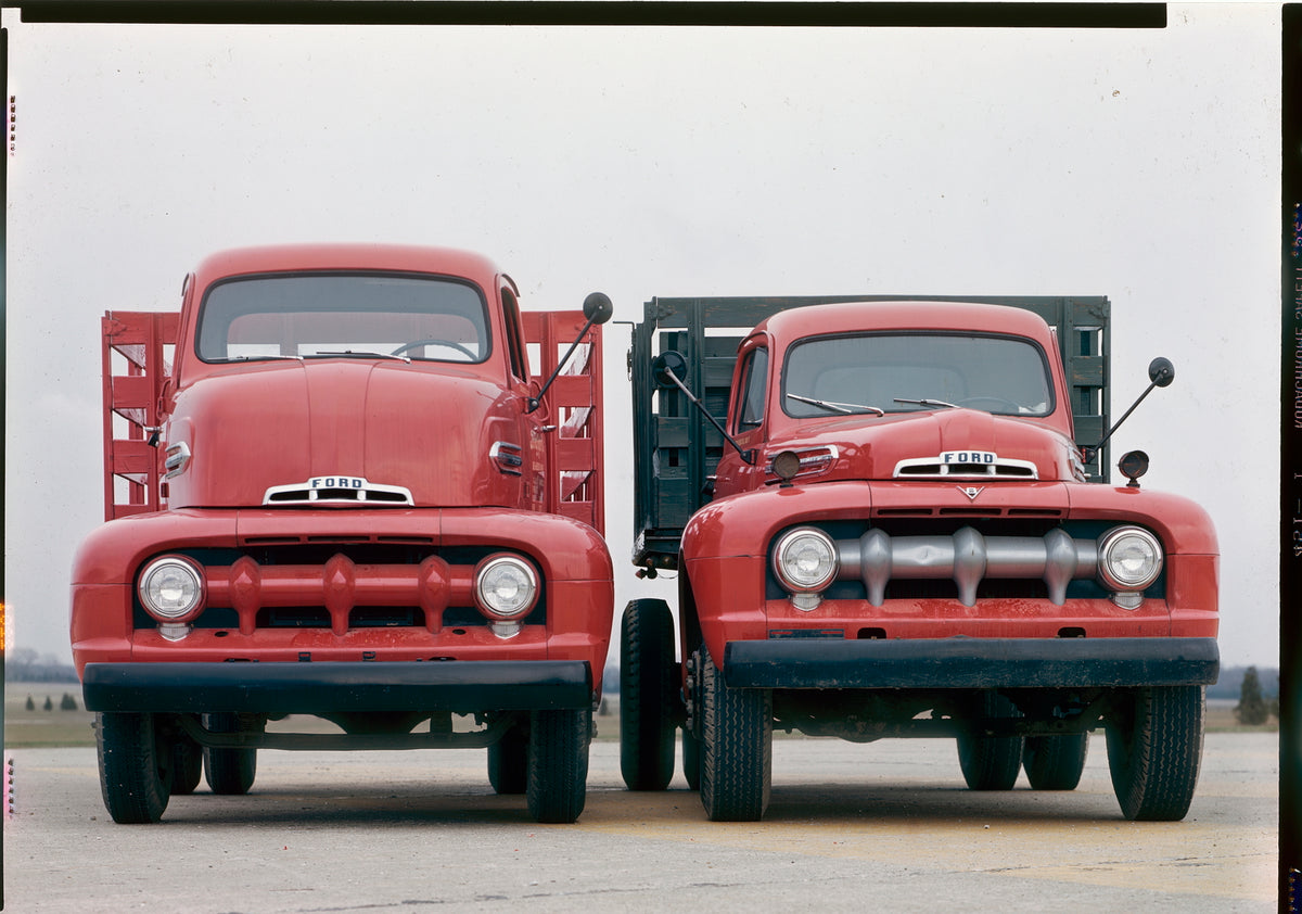 This archival image documents the 1951 Ford F-6 and F-8 trucks and is preserved in the Ford Heritage Vault as part of Ford Motor Company's historic photographic archive. Free for personal, non-commercial use. Ford Heritage Vault reference AR-2008-...