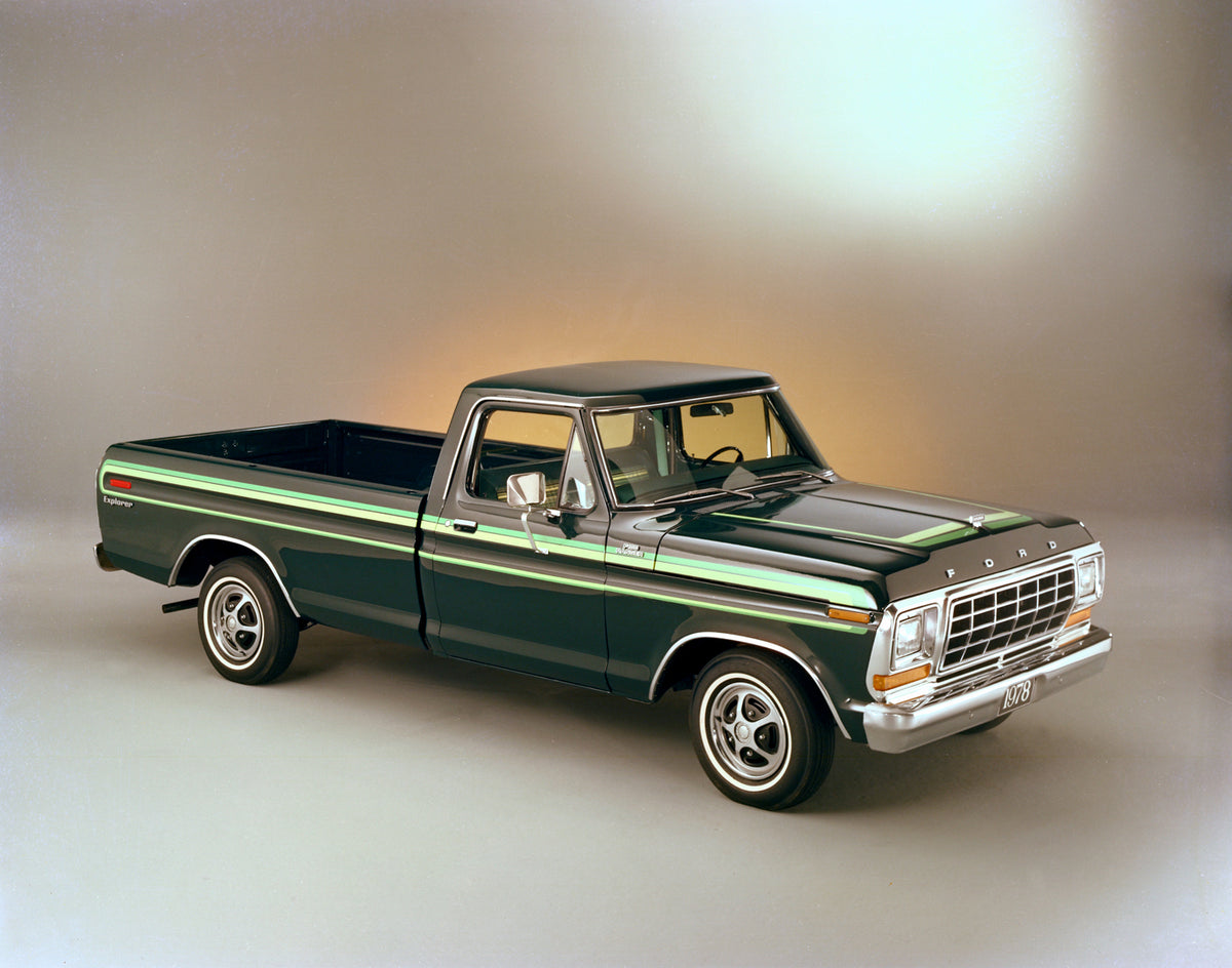 This archival image documents the 1978 Ford F-100 Ranger Explorer pickup truck and is preserved in the Ford Heritage Vault as part of Ford Motor Company's historic photographic archive. Free for personal, non-commercial use. Ford Heritage Vault re...