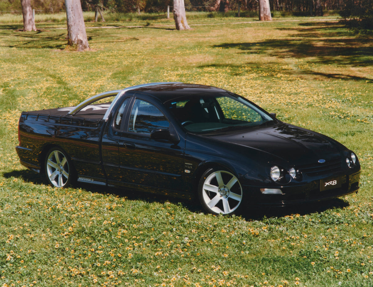 This archival image documents the 2001 Herrod Motorsport Independent Ford AU III Falcon XR8 Utility 3/4 Front View FAP 2011-3 and is preserved in the Ford Heritage Vault as part of Ford Motor Company's historic photographic archive. Free for perso...