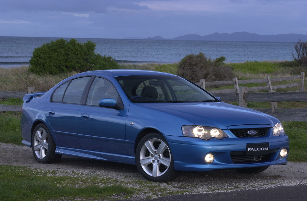 This archival image documents the 2002 Ford BA Falcon on scenic road with fence near body of water DSC_3417 and is preserved in the Ford Heritage Vault as part of Ford Motor Company's historic photographic archive. Free for personal, non-commercia...