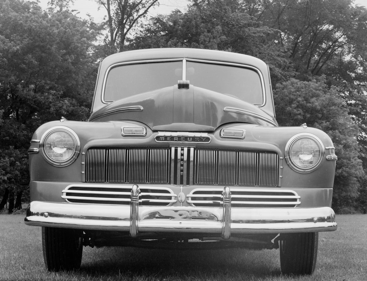 This archival image documents the 1946 Mercury Two-Door Sedan and is preserved in the Ford Heritage Vault as part of Ford Motor Company's historic photographic archive. Free for personal, non-commercial use. Ford Heritage Vault reference AR-2008-8...