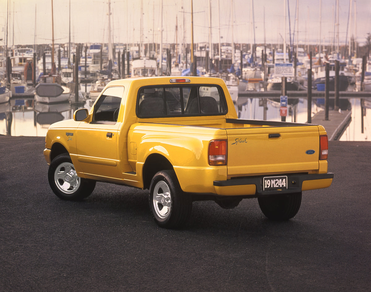 This archival image documents the 1996 Ford Ranger Splash reg cab 4x2 and is preserved in the Ford Heritage Vault as part of Ford Motor Company's historic photographic archive. Free for personal, non-commercial use. Ford Heritage Vault reference A...
