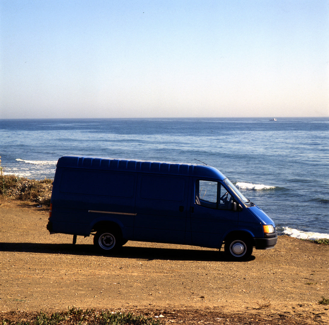 This archival image documents the 1985 Ford Transit Mark II VE 6 on beach in Marbella, Spain and is preserved in the Ford Heritage Vault as part of Ford Motor Company's historic photographic archive. Free for personal, non-commercial use. Ford Her...