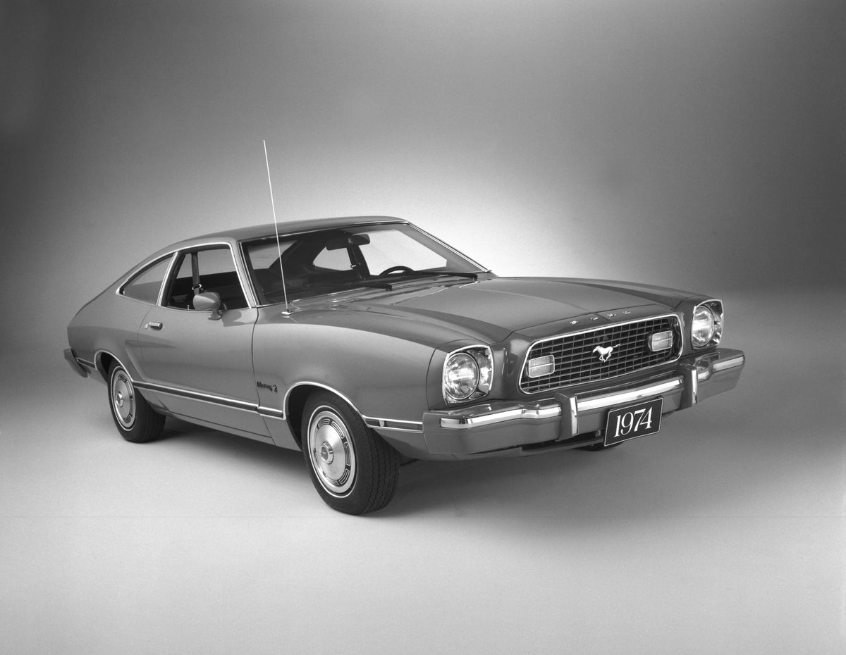 This archival image documents the 1974 Ford Mustang II fastback and is preserved in the Ford Heritage Vault as part of Ford Motor Company's historic photographic archive. Free for personal, non-commercial use. Ford Heritage Vault reference AR-2008...