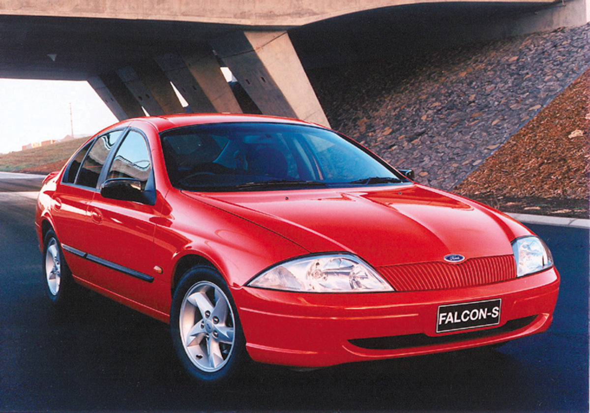 This archival image documents the 1999 Ford Falcon S under scenic bridge and is preserved in the Ford Heritage Vault as part of Ford Motor Company's historic photographic archive. Free for personal, non-commercial use. Ford Heritage Vault referenc...