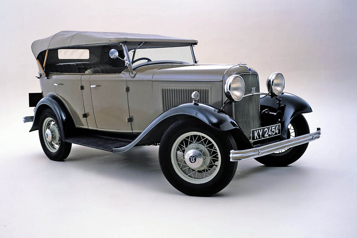 This archival image documents the 1934 Ford V8 sedan side view in studio and is preserved in the Ford Heritage Vault as part of Ford Motor Company's historic photographic archive. Free for personal, non-commercial use. Ford Heritage Vault referenc...