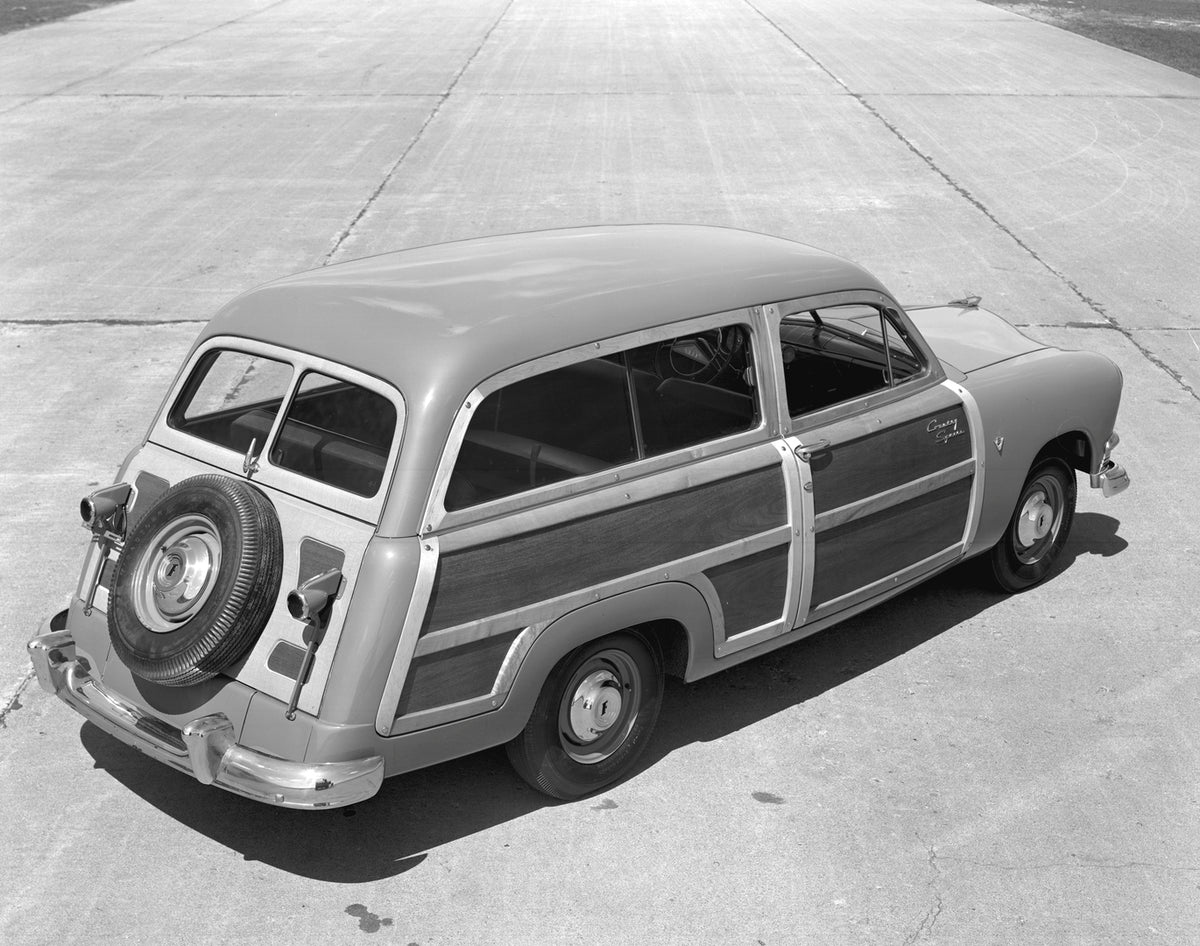 This archival image documents the 1951 Ford Station Wagon right rear and is preserved in the Ford Heritage Vault as part of Ford Motor Company's historic photographic archive. Free for personal, non-commercial use. Ford Heritage Vault reference AR...