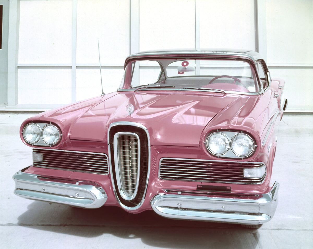 This archival image documents the 1958 Edsel Pacer four-door hardtop and is preserved in the Ford Heritage Vault as part of Ford Motor Company's historic photographic archive. Free for personal, non-commercial use. Ford Heritage Vault reference AR...