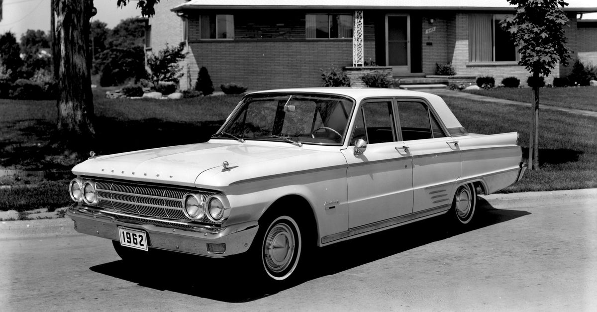 This archival image documents the 1962 Mercury Meteor Sedan on scenic street in front of house AR-2007-5 and is preserved in the Ford Heritage Vault as part of Ford Motor Company's historic photographic archive. Free for personal, non-commercial u...