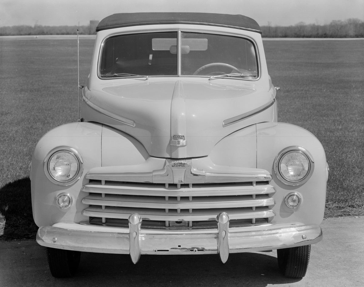 This archival image documents the 1947 Ford Super Deluxe convertible and is preserved in the Ford Heritage Vault as part of Ford Motor Company's historic photographic archive. Free for personal, non-commercial use. Ford Heritage Vault reference AR...