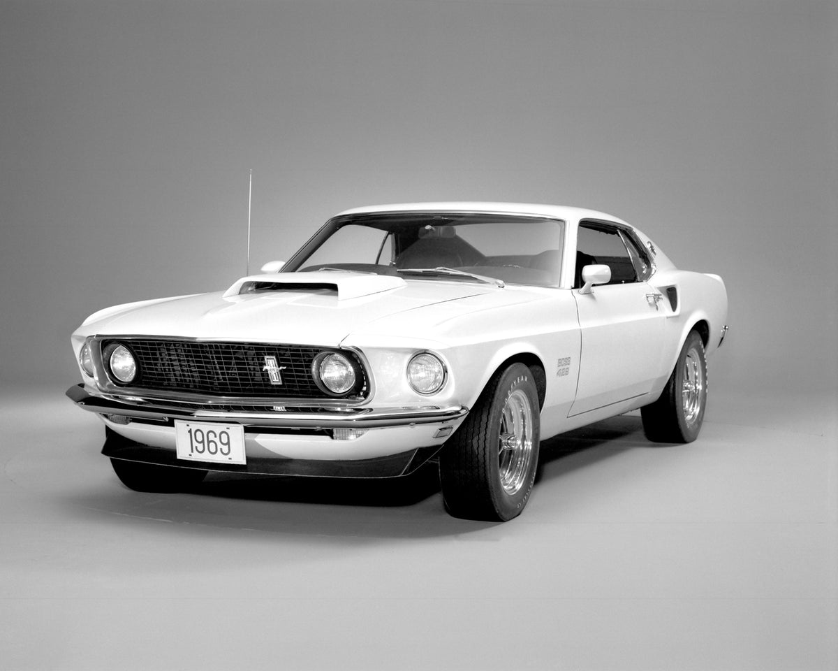 This archival image documents the 1969 Ford Mustang Boss 429 fastback in studio and is preserved in the Ford Heritage Vault as part of Ford Motor Company's historic photographic archive. Free for personal, non-commercial use. Ford Heritage Vault r...