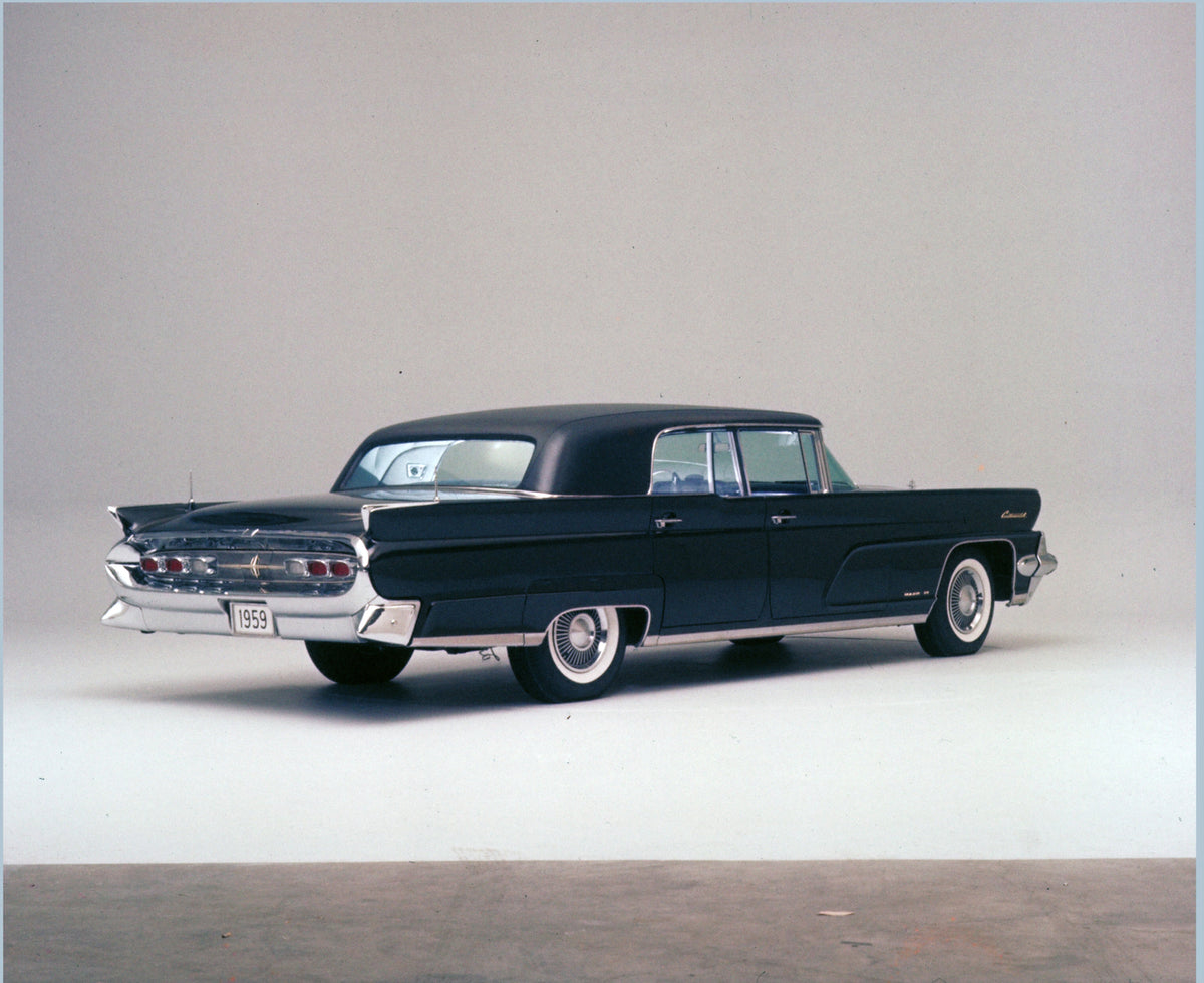 This archival image documents the 1959 Lincoln Continental Mark IV limousine and is preserved in the Ford Heritage Vault as part of Ford Motor Company's historic photographic archive. Free for personal, non-commercial use. Ford Heritage Vault refe...