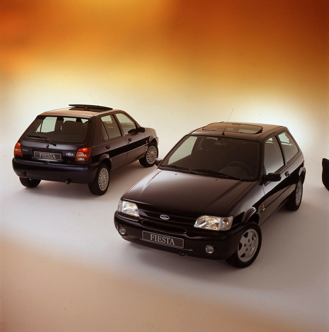 This archival image documents the 1994 Two Ford Fiestas 16v Mark III in studio and is preserved in the Ford Heritage Vault as part of Ford Motor Company's historic photographic archive. Free for personal, non-commercial use. Ford Heritage Vault re...