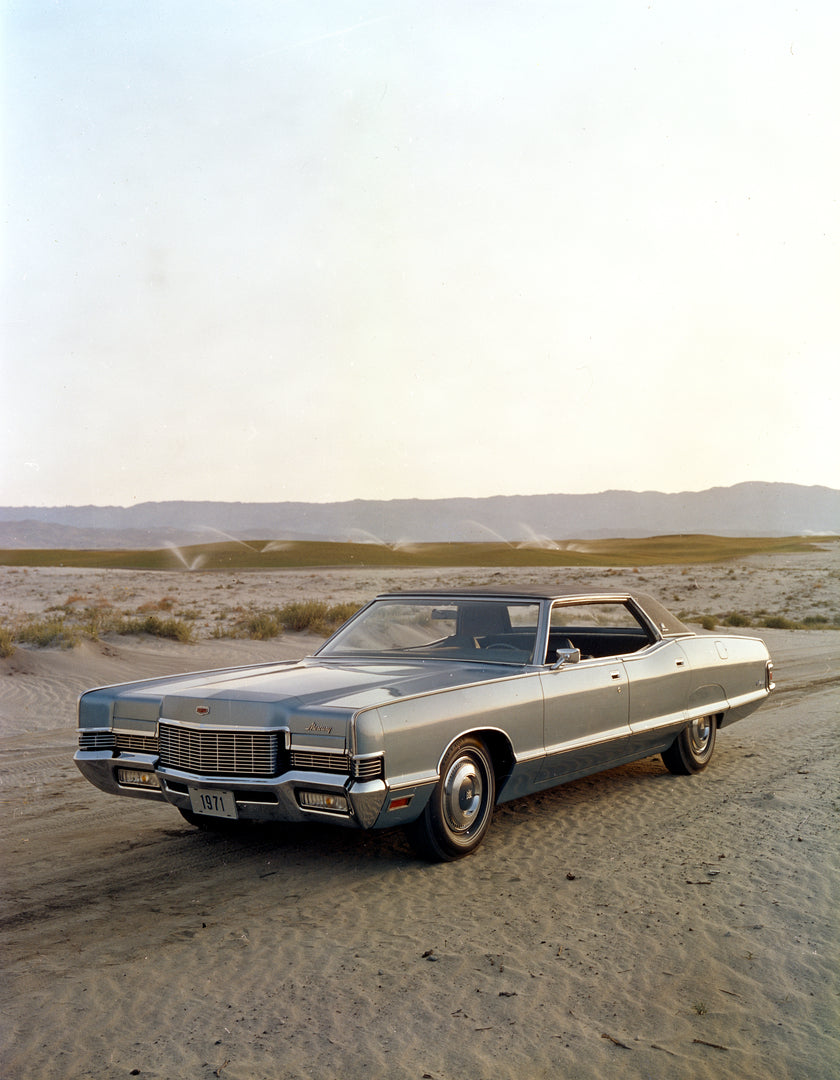 This archival image documents the 1971 Mercury Marquis Brougham 4-Door Hardtop In The Desert and is preserved in the Ford Heritage Vault as part of Ford Motor Company's historic photographic archive. Free for personal, non-commercial use. Ford Her...