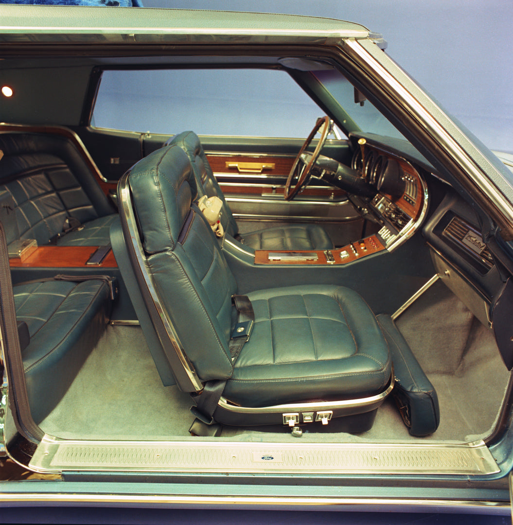 This archival image documents the 1967 Ford Thunderbird Apollo limited edition for Abercrombie and Fitch front seat interior view CN4804-138 and is preserved in the Ford Heritage Vault as part of Ford Motor Company's historic photographic archive....