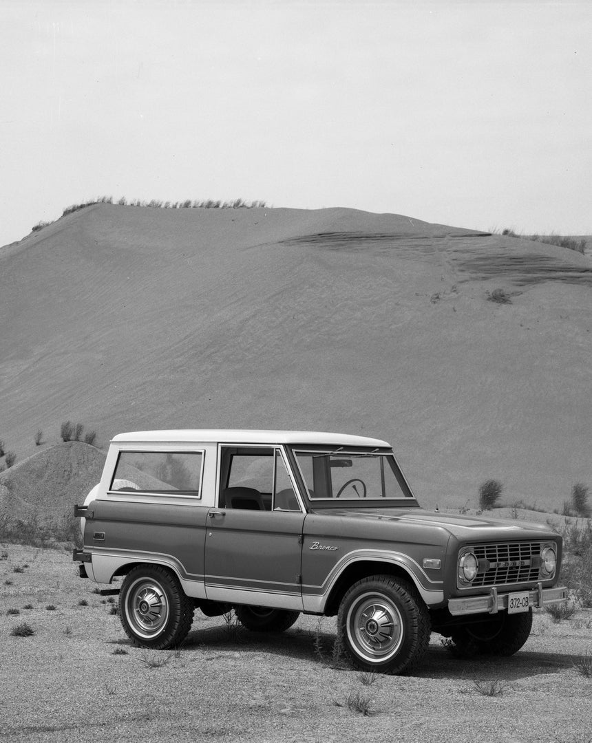 This archival image documents the 1974 Ford Bronco and is preserved in the Ford Heritage Vault as part of Ford Motor Company's historic photographic archive. Free for personal, non-commercial use. Ford Heritage Vault reference AR-2008-8.1.7.255.