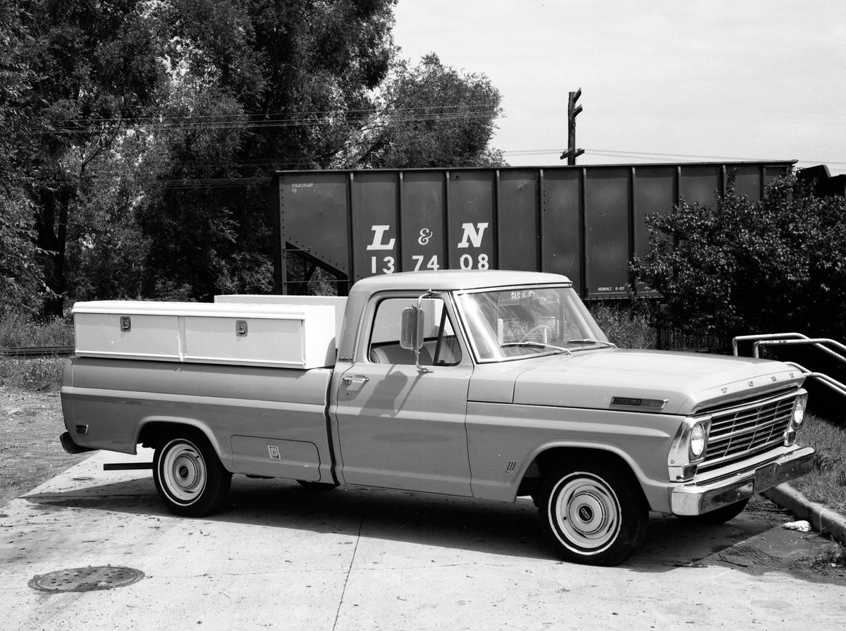This archival image documents the 1966 Ford F-100 contractors special and is preserved in the Ford Heritage Vault as part of Ford Motor Company's historic photographic archive. Free for personal, non-commercial use. Ford Heritage Vault reference A...