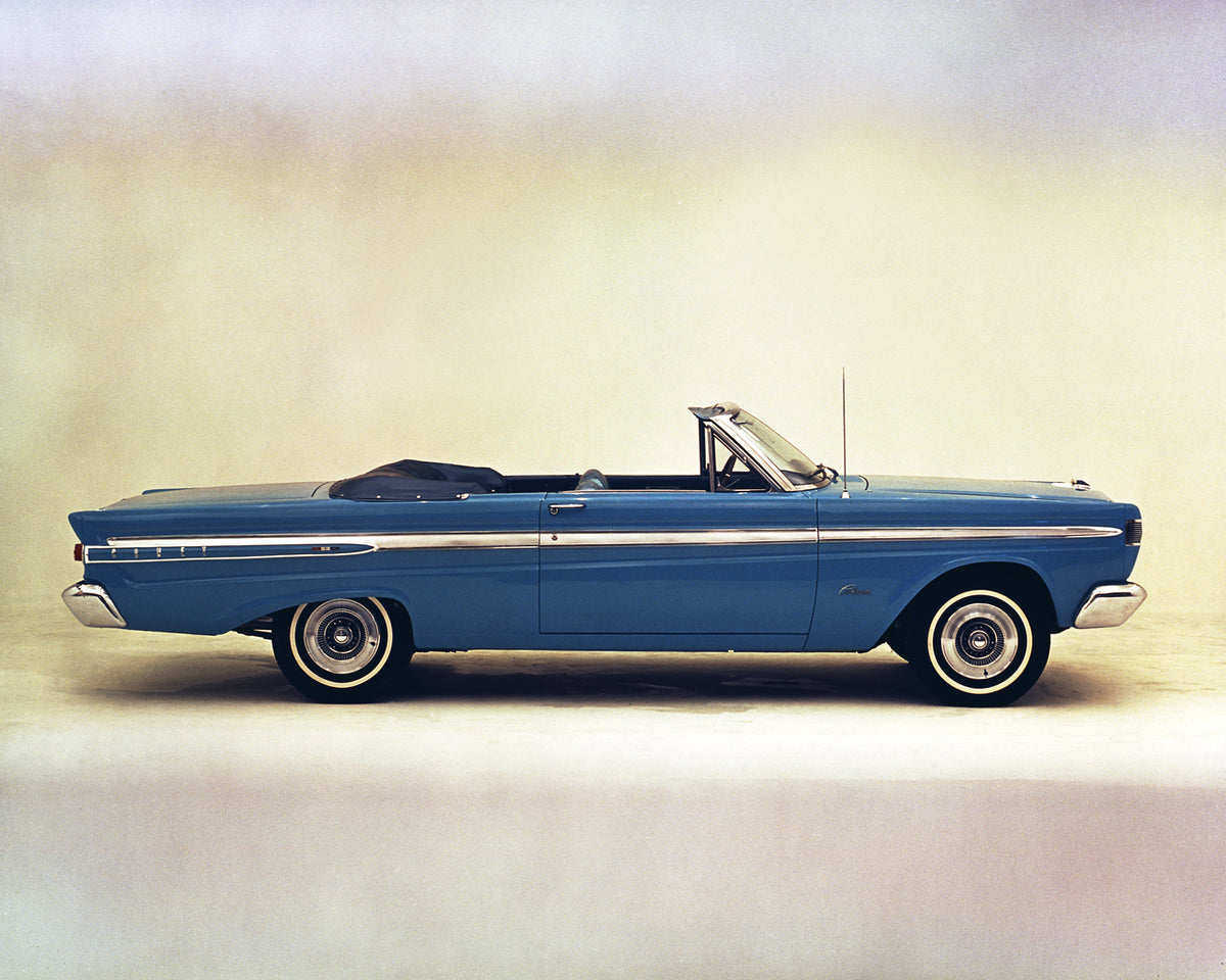 This archival image documents the 1964 Mercury Comet convertible Side View and is preserved in the Ford Heritage Vault as part of Ford Motor Company's historic photographic archive. Free for personal, non-commercial use. Ford Heritage Vault refere...