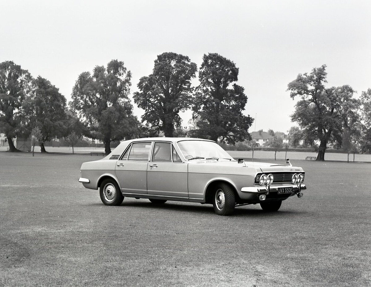 This archival image documents the 1967 Ford Zodiac Mark IV Executive in scenic field with trees and is preserved in the Ford Heritage Vault as part of Ford Motor Company's historic photographic archive. Free for personal, non-commercial use. Ford ...