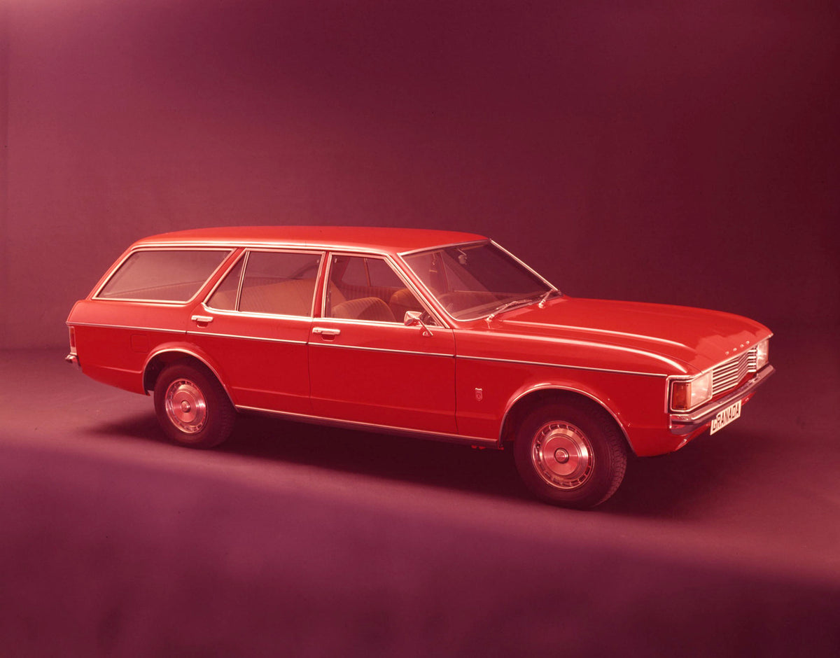 This archival image documents the 1972 Ford Granada Mark I Estate in studio and is preserved in the Ford Heritage Vault as part of Ford Motor Company's historic photographic archive. Free for personal, non-commercial use. Ford Heritage Vault refer...