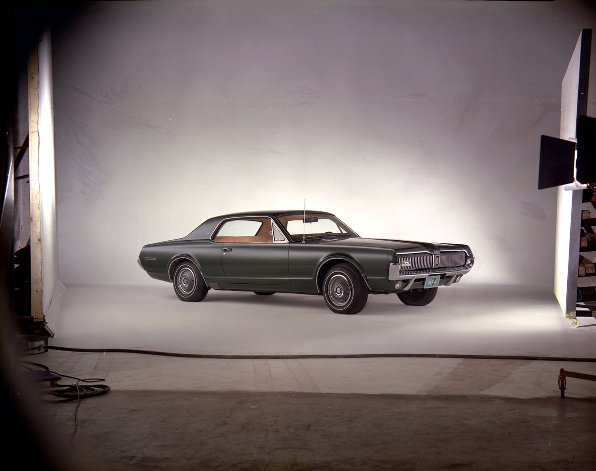 This archival image documents the 1967 Mercury Cougar XR-7 Photo Shoot with Scrim and is preserved in the Ford Heritage Vault as part of Ford Motor Company's historic photographic archive. Free for personal, non-commercial use. Ford Heritage Vault...