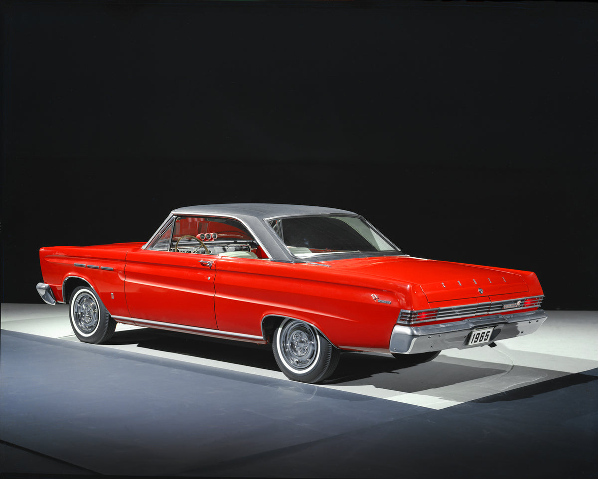 This archival image documents the 1965 Mercury Comet Cyclone hardtop Rear View and is preserved in the Ford Heritage Vault as part of Ford Motor Company's historic photographic archive. Free for personal, non-commercial use. Ford Heritage Vault re...