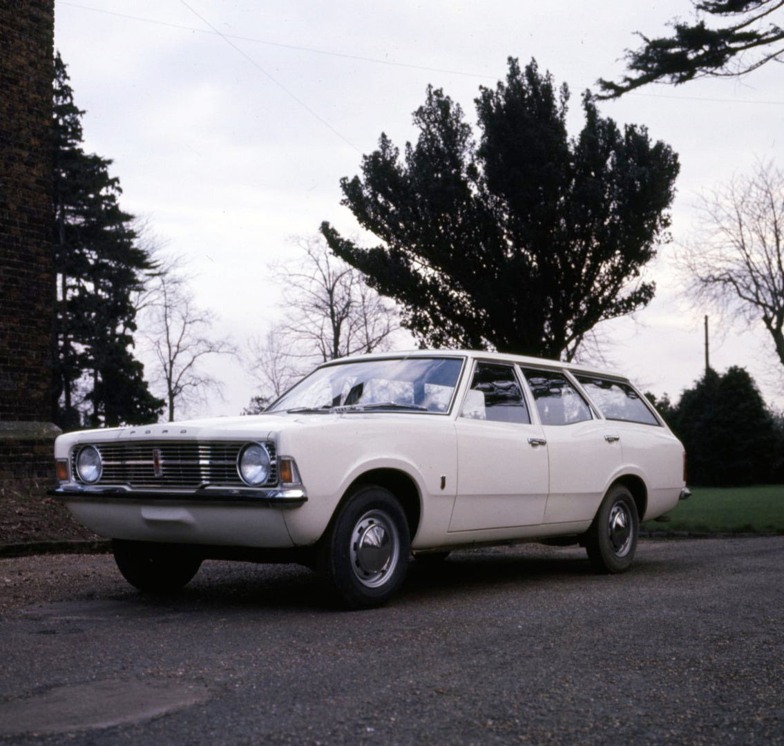 This archival image documents the 1972 Ford Cortina MK III 1600 L Estate on scenic road and is preserved in the Ford Heritage Vault as part of Ford Motor Company's historic photographic archive. Free for personal, non-commercial use. Ford Heritage...