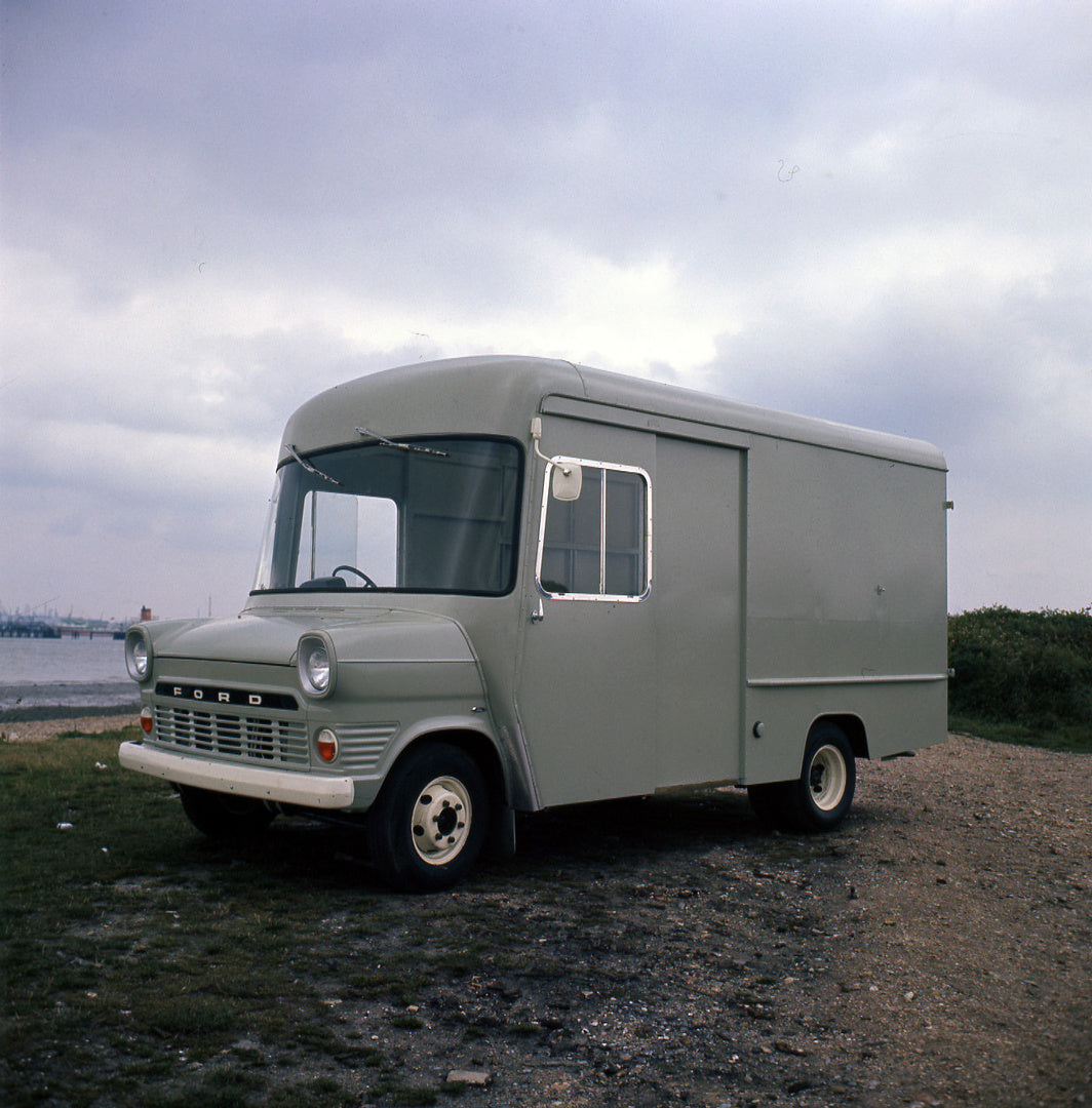 This archival image documents the 1966 Ford Transit Mark I Parcel Van on scenic beach and is preserved in the Ford Heritage Vault as part of Ford Motor Company's historic photographic archive. Free for personal, non-commercial use. Ford Heritage V...
