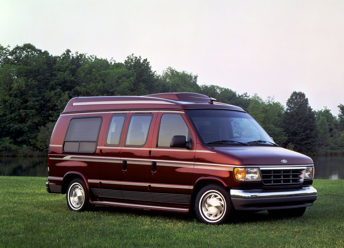 This archival image documents the 1996 Ford Club Wagon Econoline conversion and is preserved in the Ford Heritage Vault as part of Ford Motor Company's historic photographic archive. Free for personal, non-commercial use. Ford Heritage Vault refer...