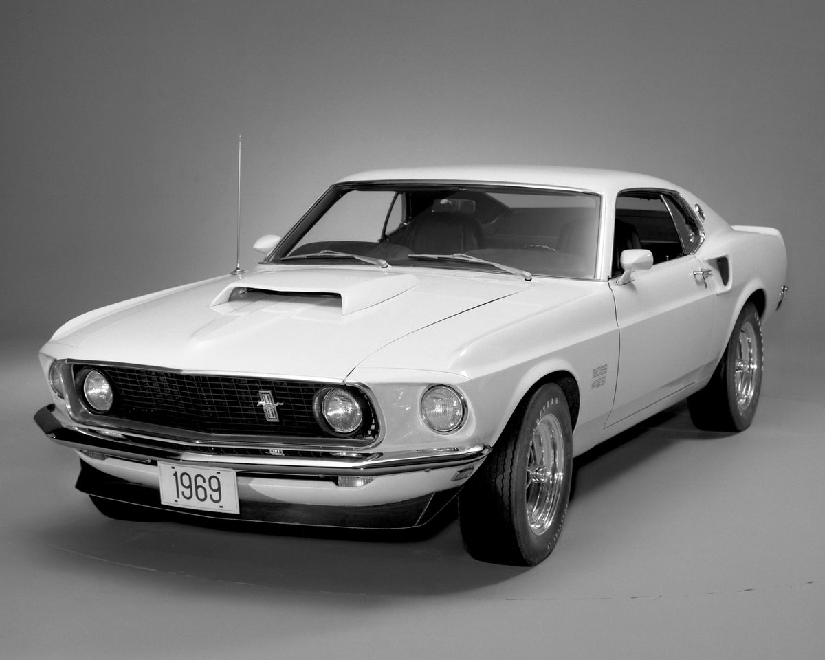 This archival image documents the 1969 Ford Mustang Boss 429 fastback in studio and is preserved in the Ford Heritage Vault as part of Ford Motor Company's historic photographic archive. Free for personal, non-commercial use. Ford Heritage Vault r...