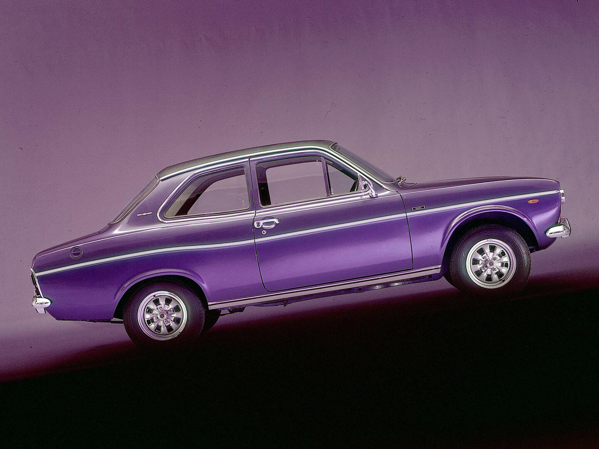 This archival image documents the 1973 Ford Escort 1300E side view in studio 1973-96 and is preserved in the Ford Heritage Vault as part of Ford Motor Company's historic photographic archive. Free for personal, non-commercial use. Ford Heritage Va...