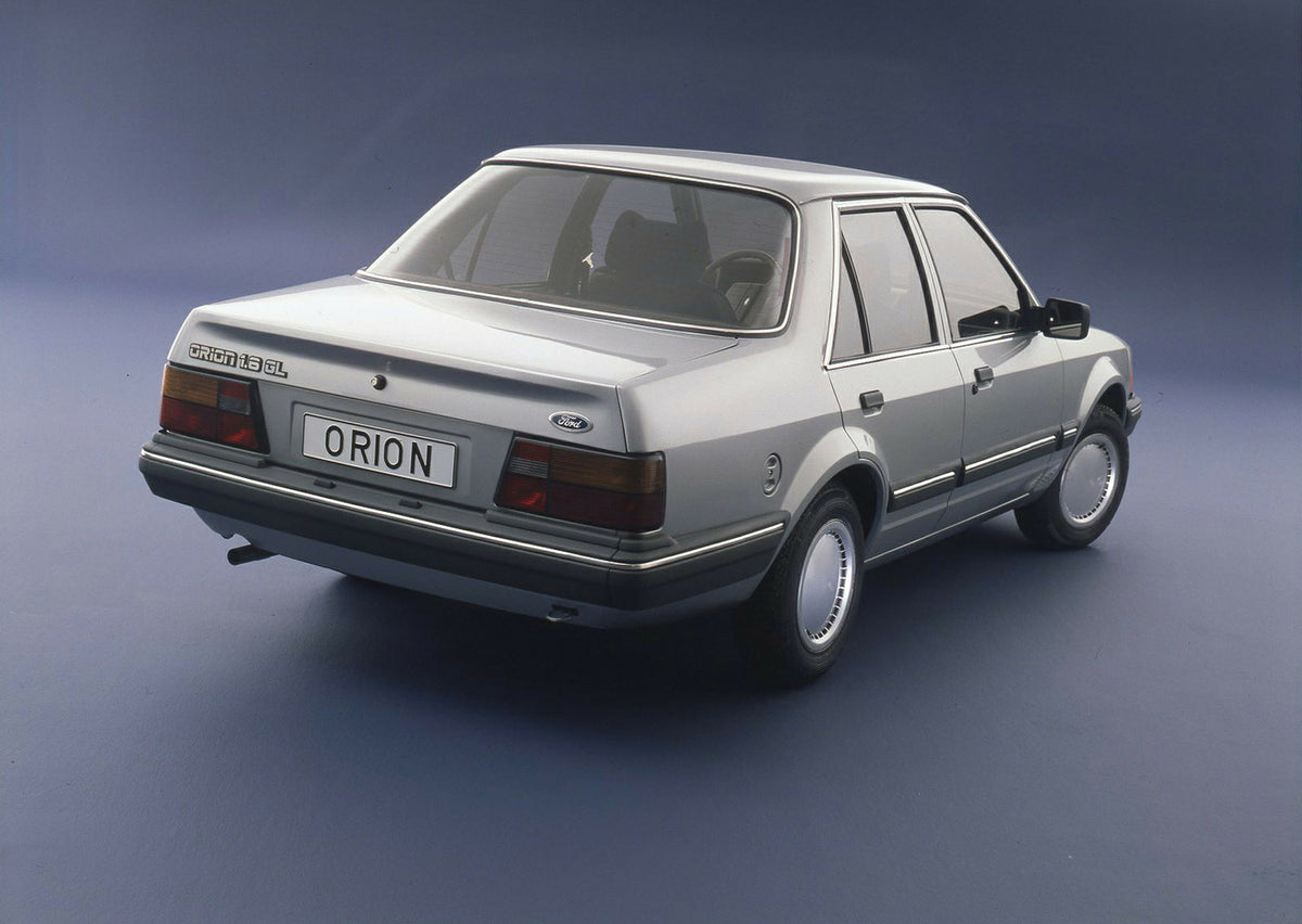 This archival image documents the 1983 Ford Orion GL rear view in studio and is preserved in the Ford Heritage Vault as part of Ford Motor Company's historic photographic archive. Free for personal, non-commercial use. Ford Heritage Vault referenc...