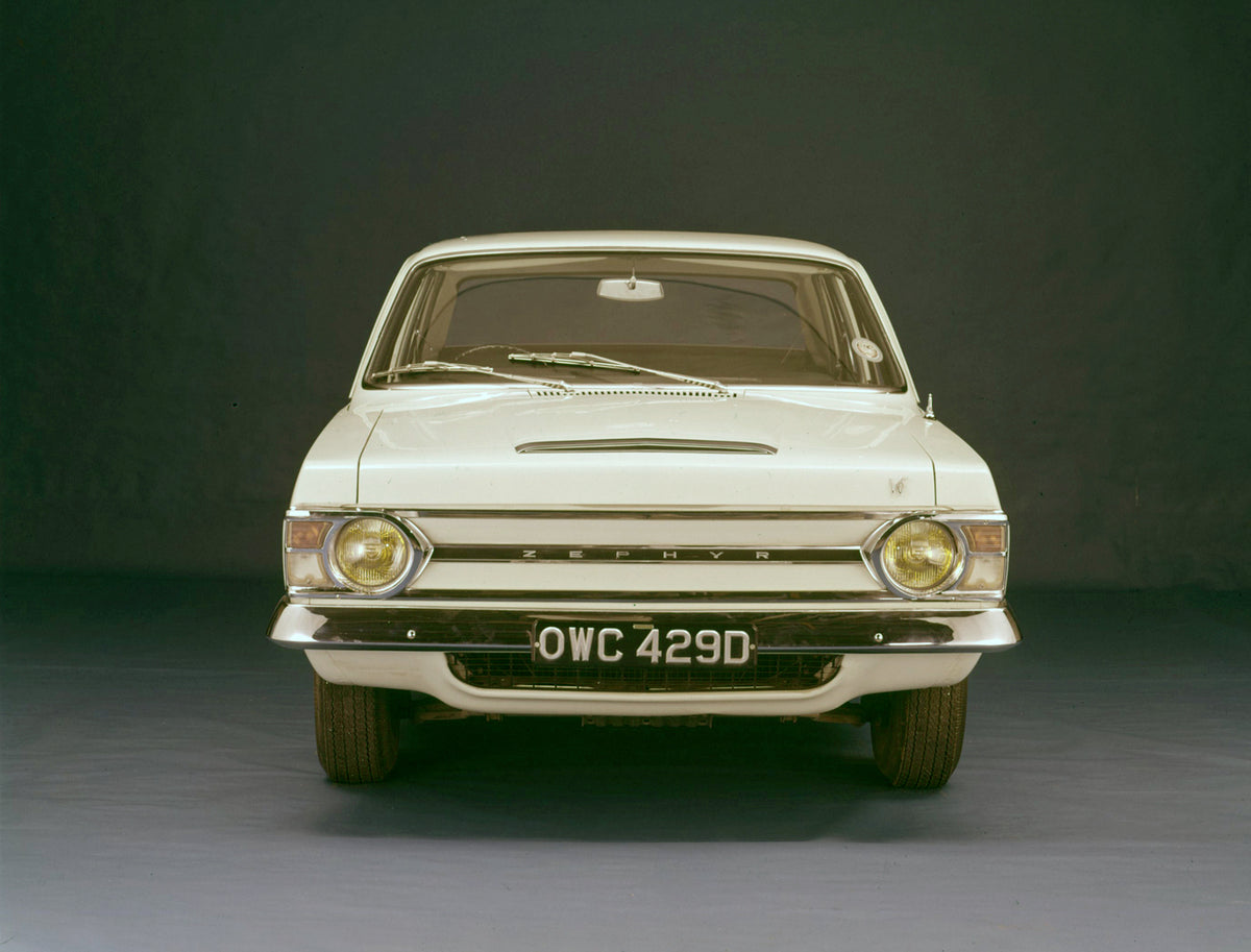 This archival image documents the 1966 Ford Zephyr Mark IV front view in studio and is preserved in the Ford Heritage Vault as part of Ford Motor Company's historic photographic archive. Free for personal, non-commercial use. Ford Heritage Vault r...