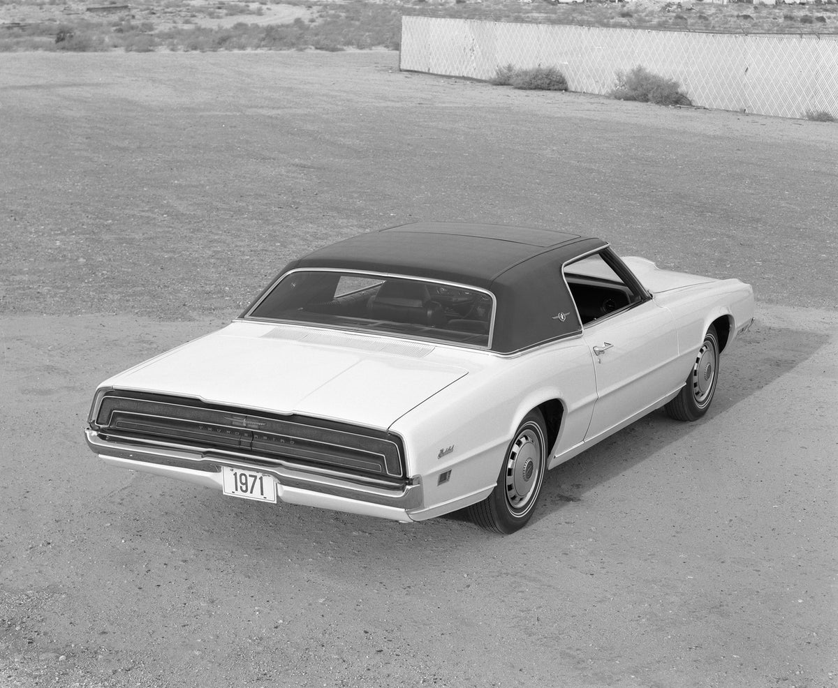 This archival image documents the 1971 Ford Thunderbird hardtop and is preserved in the Ford Heritage Vault as part of Ford Motor Company's historic photographic archive. Free for personal, non-commercial use. Ford Heritage Vault reference AR-2008...