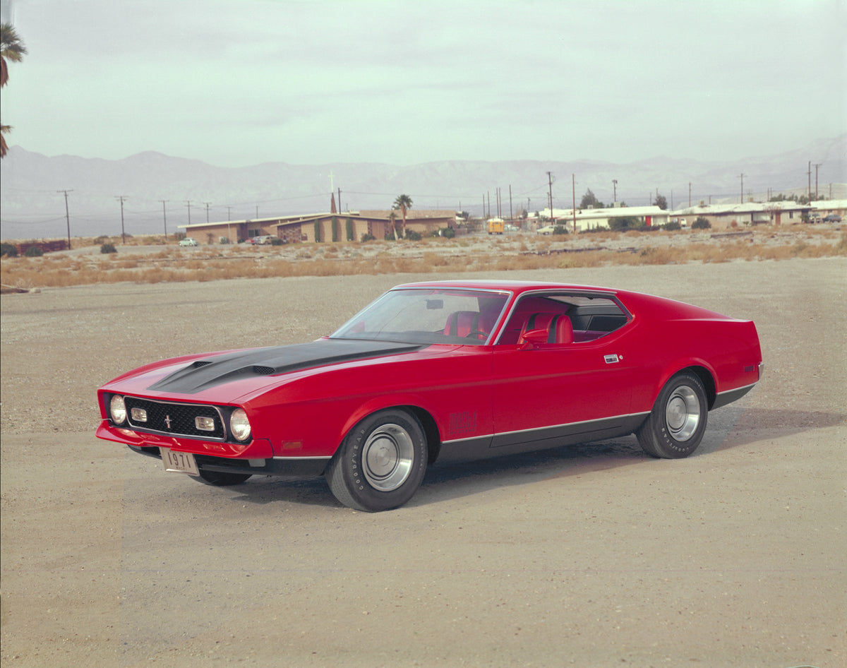 This archival image documents the 1971 Ford Mustang Mach 1 fastback and is preserved in the Ford Heritage Vault as part of Ford Motor Company's historic photographic archive. Free for personal, non-commercial use. Ford Heritage Vault reference AR-...