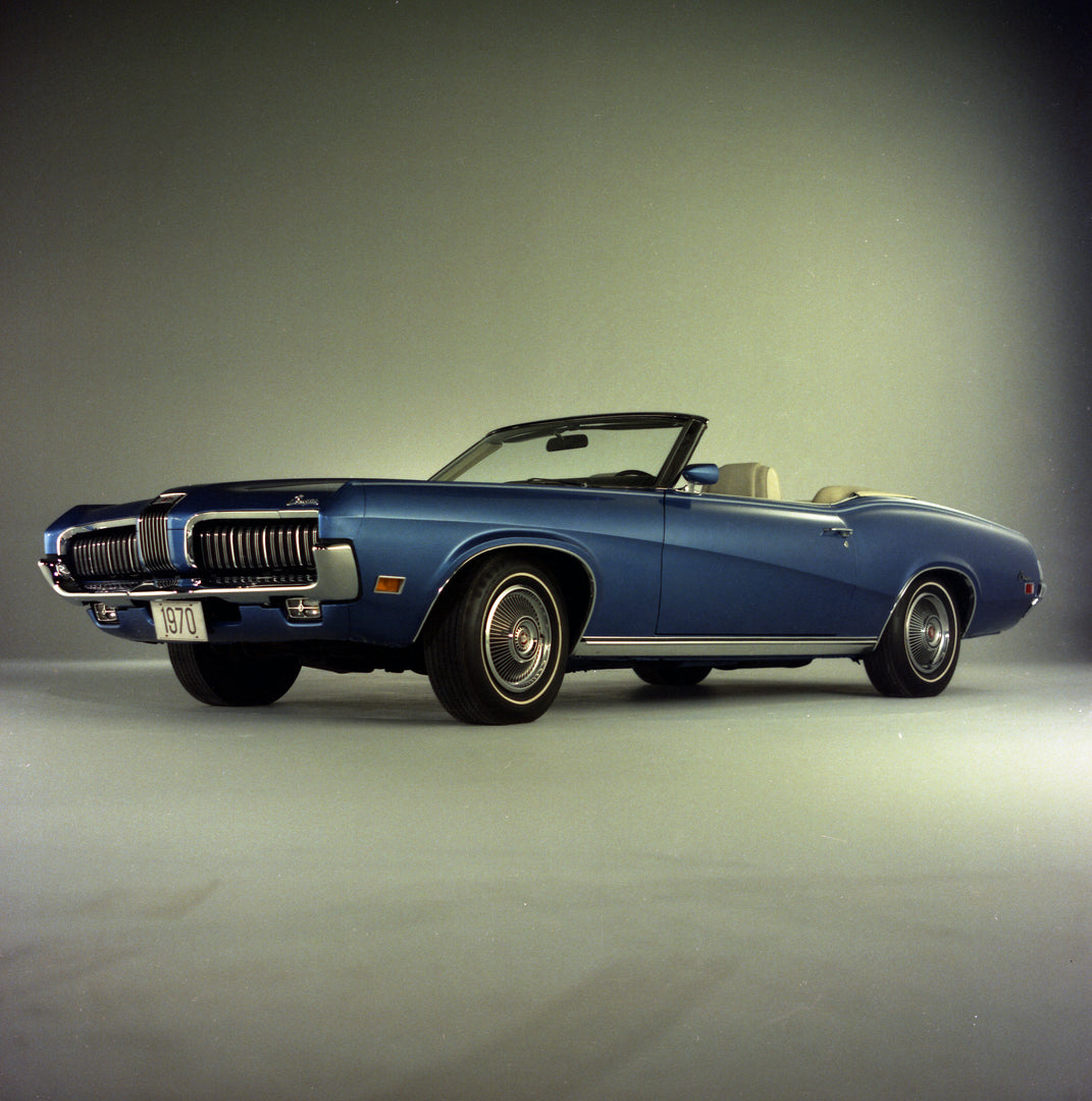This archival image documents the 1970 Mercury Cougar XR-7 Low Angle Front View and is preserved in the Ford Heritage Vault as part of Ford Motor Company's historic photographic archive. Free for personal, non-commercial use. Ford Heritage Vault r...