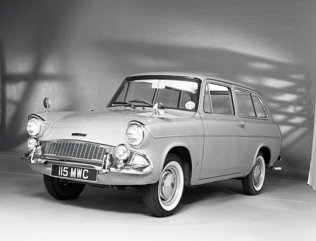 This archival image documents the 1964 Ford Anglia Estate Car in studio and is preserved in the Ford Heritage Vault as part of Ford Motor Company's historic photographic archive. Free for personal, non-commercial use. Ford Heritage Vault reference...