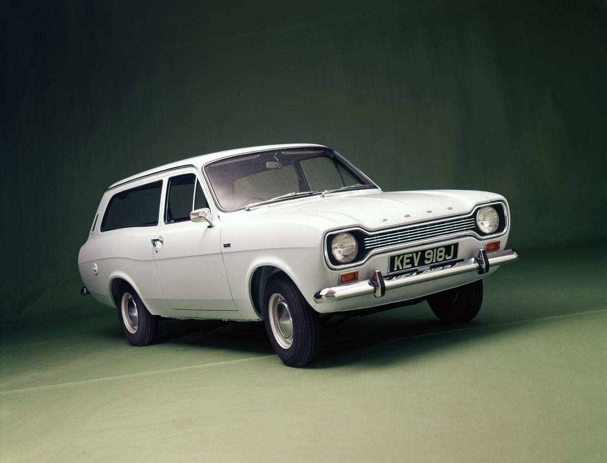 This archival image documents the 1971 Ford Escort Mark I Estate 1300 L RHD in studio and is preserved in the Ford Heritage Vault as part of Ford Motor Company's historic photographic archive. Free for personal, non-commercial use. Ford Heritage V...