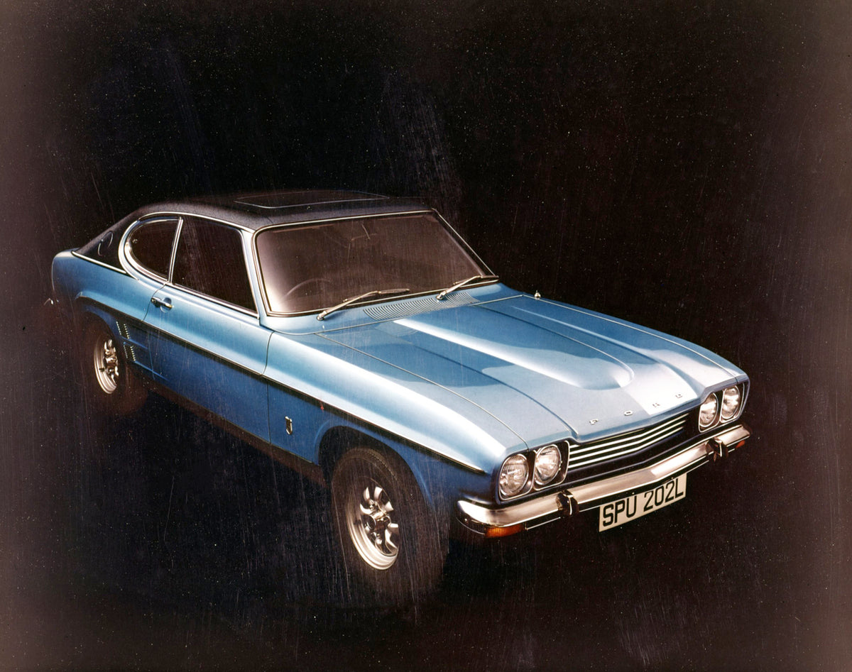 This archival image documents the 1973 Ford Capri MK I GXL in studio and is preserved in the Ford Heritage Vault as part of Ford Motor Company's historic photographic archive. Free for personal, non-commercial use. Ford Heritage Vault reference AR...