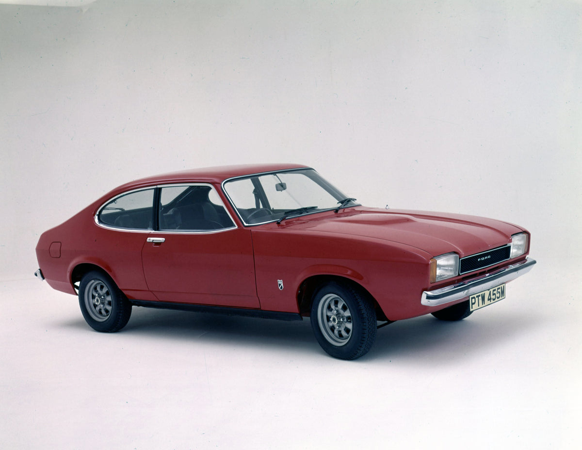 This archival image documents the 1974 Ford Capri II XL in studio and is preserved in the Ford Heritage Vault as part of Ford Motor Company's historic photographic archive. Free for personal, non-commercial use. Ford Heritage Vault reference AR-20...