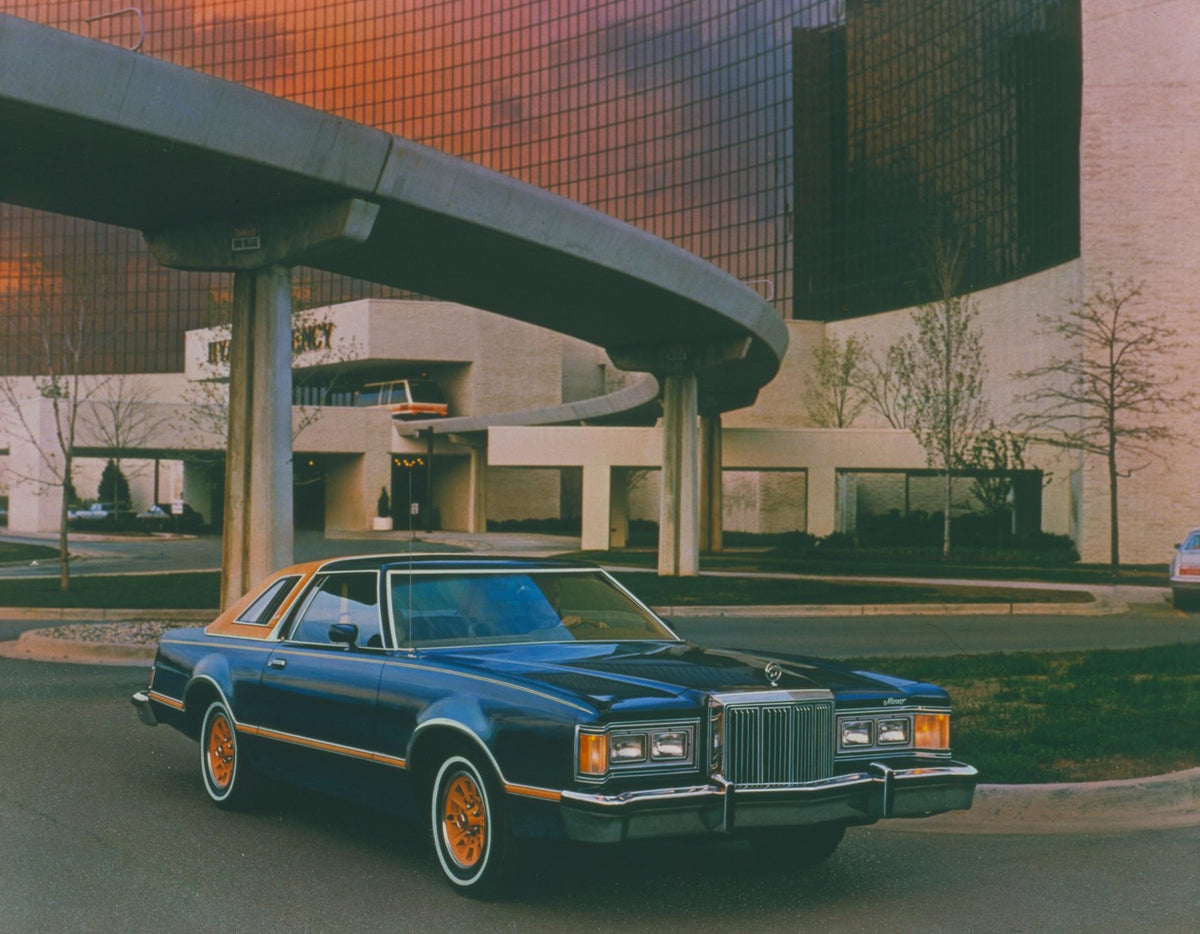 This archival image documents the 1979 Cougar XR7 in front of Hyatt Regency AR-98-213552 and is preserved in the Ford Heritage Vault as part of Ford Motor Company's historic photographic archive. Free for personal, non-commercial use. Ford Heritag...