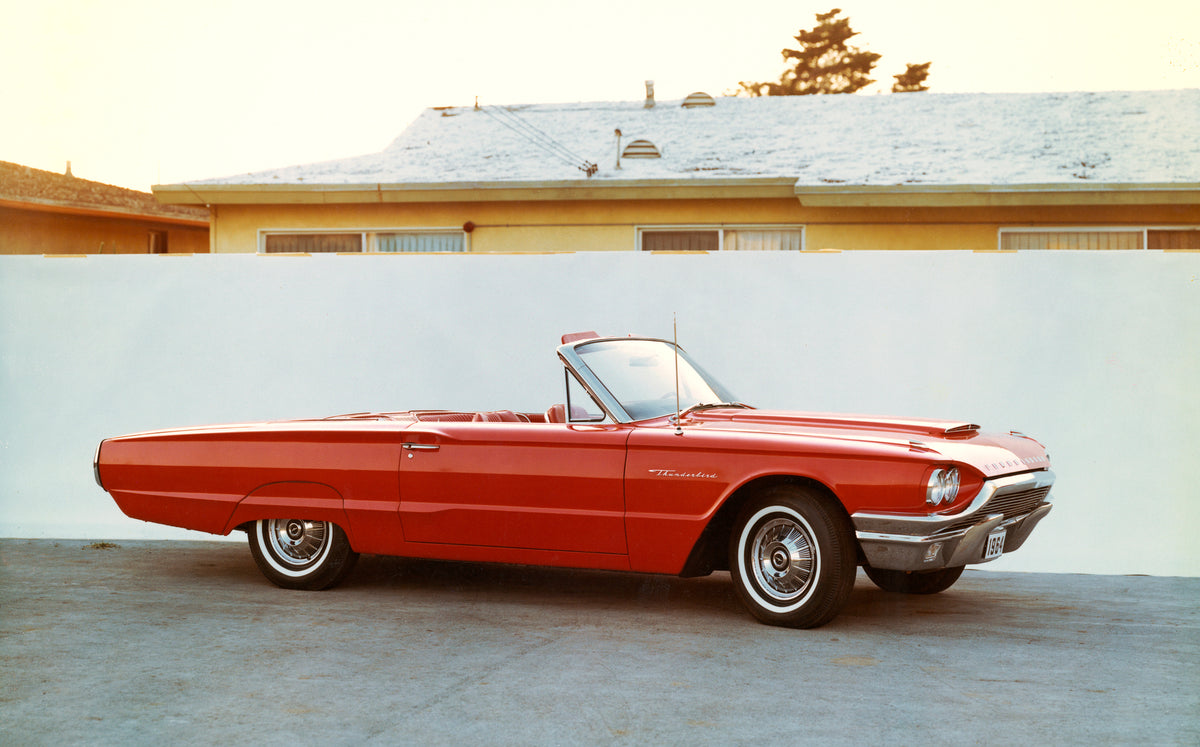This archival image documents the 1964 Ford Thunderbird convertible and is preserved in the Ford Heritage Vault as part of Ford Motor Company's historic photographic archive. Free for personal, non-commercial use. Ford Heritage Vault reference AR-...