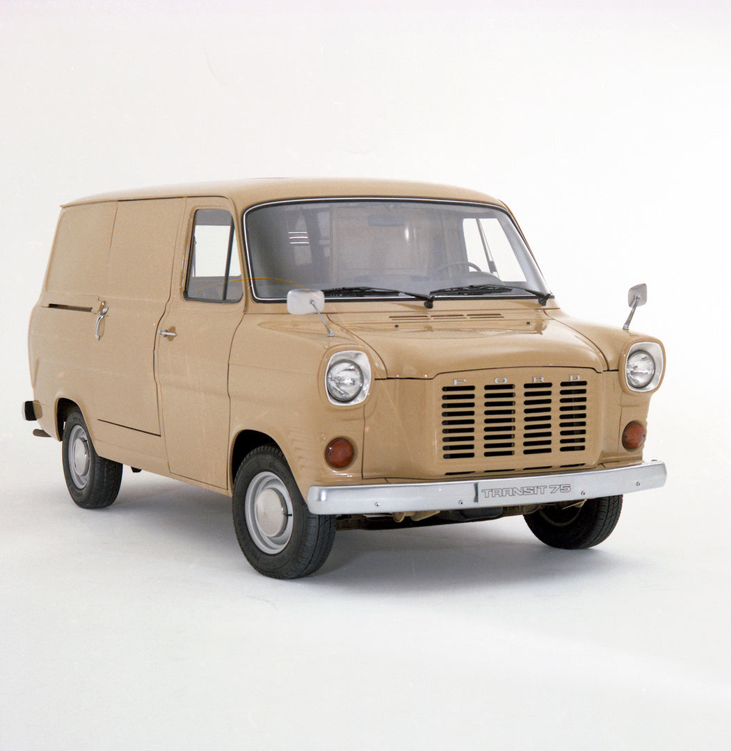 This archival image documents the 1975 Ford Transit Mark I in studio and is preserved in the Ford Heritage Vault as part of Ford Motor Company's historic photographic archive. Free for personal, non-commercial use. Ford Heritage Vault reference AR...