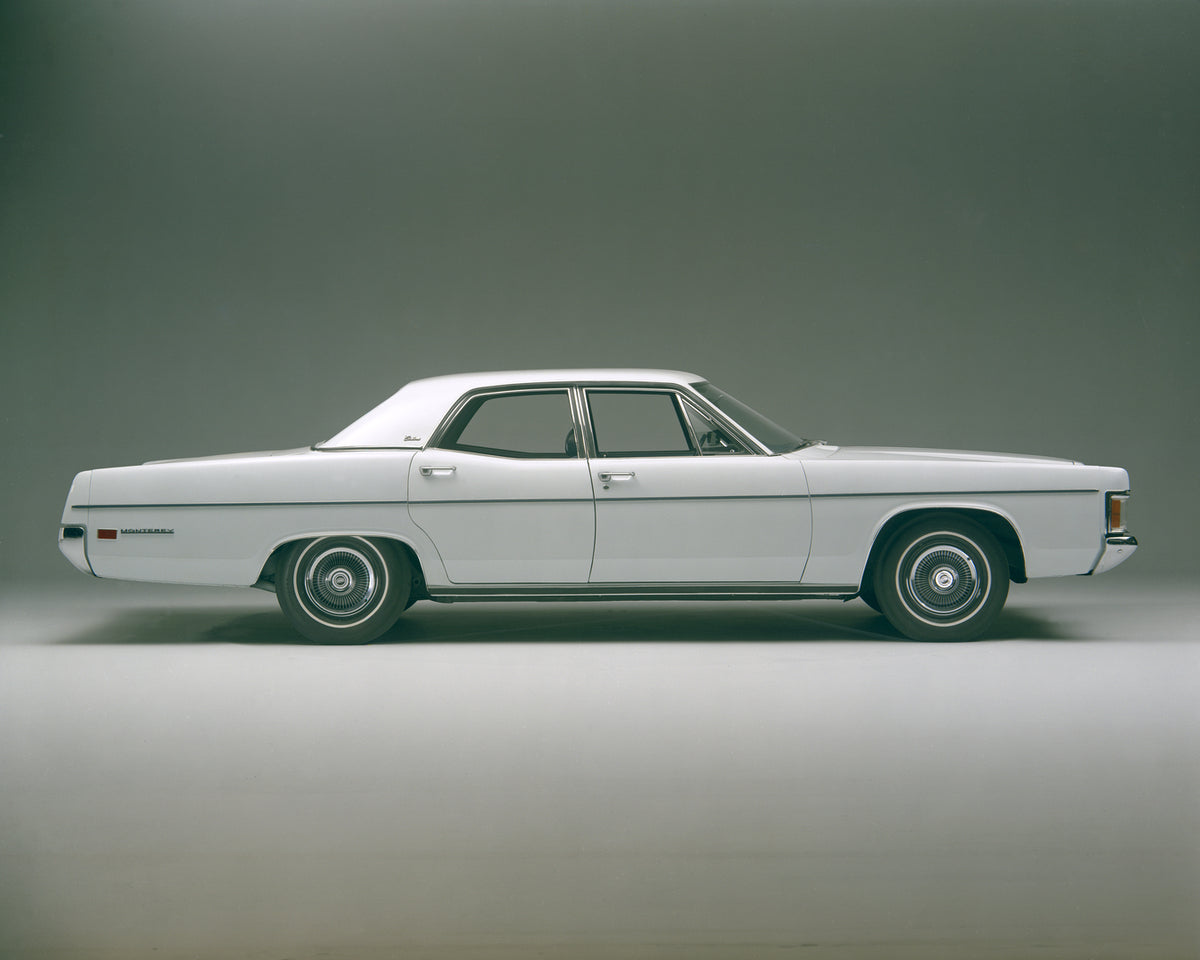 This archival image documents the 1970 Mercury Monterey four-door Side View and is preserved in the Ford Heritage Vault as part of Ford Motor Company's historic photographic archive. Free for personal, non-commercial use. Ford Heritage Vault refer...