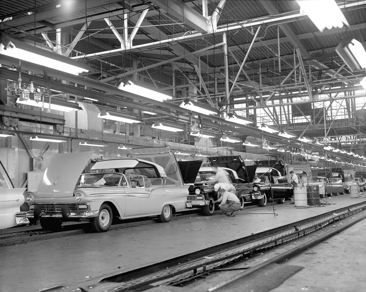 Ford Fairlane Skyliner Retractable Hardtops on the Assembly Line