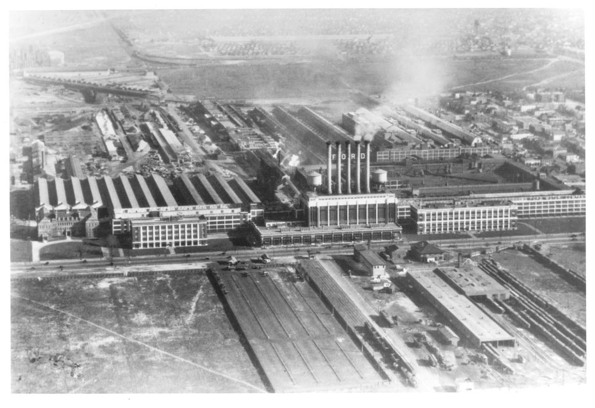 Ford Motor Company archival image documenting Highland Park 1923.