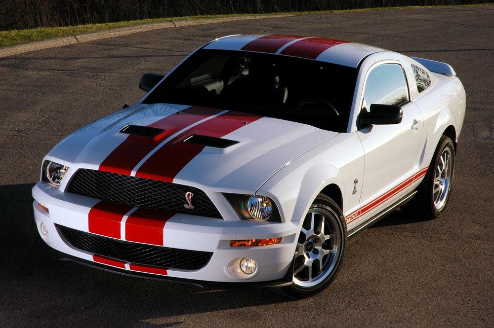 2007 Shelby GT500 White with Red Strip Package 0002-4244