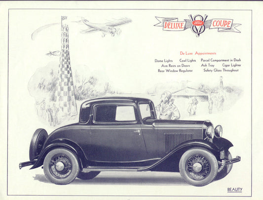 1932 Ford Deluxe Coupe Vintage Ad  0002-5588