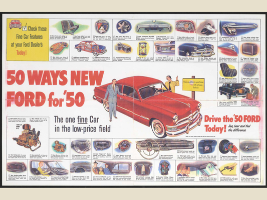 1950 Ford Cars Brochure Page 3 0050-0000 — 18×24 proportions