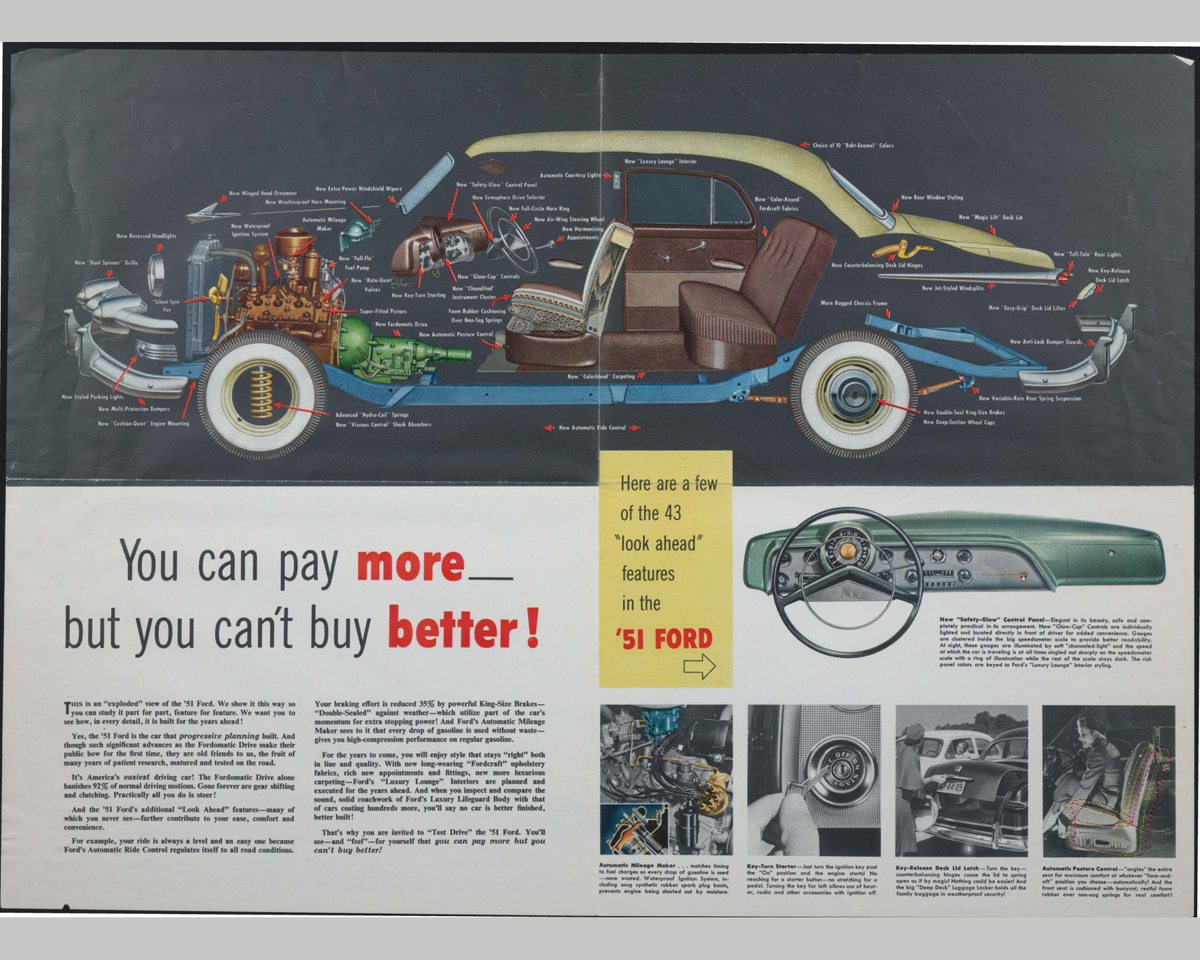 1951 Ford Car Line Brochure Page 2 0051-0009 — 16×20 proportions